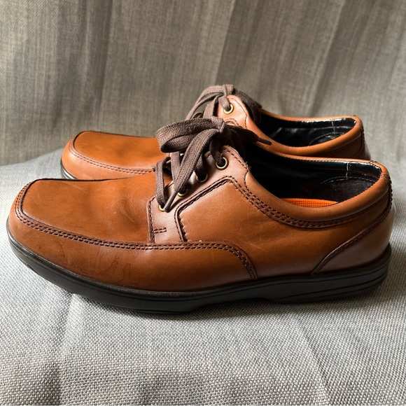 M&S Shoes Mens US 8 Brown Faux Leather Air Flex Total Comfort Extra Wide Fit - Picture 4 of 16